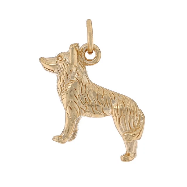 Yellow Gold German Shepherd Charm - 14k Alsatian Working Dog Pet Canine