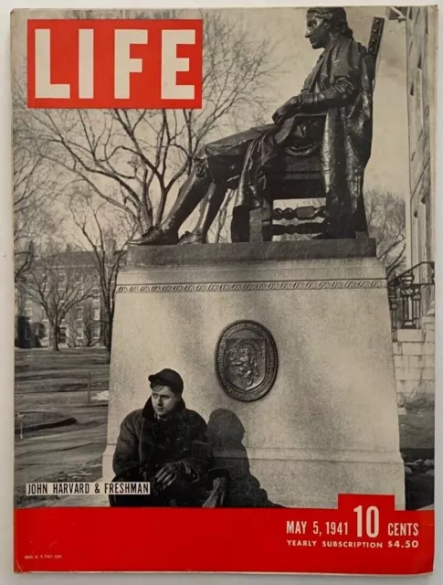 Vintage May 5, 1941 LIFE Magazine - JOHN HARVARD & FRESHMAN