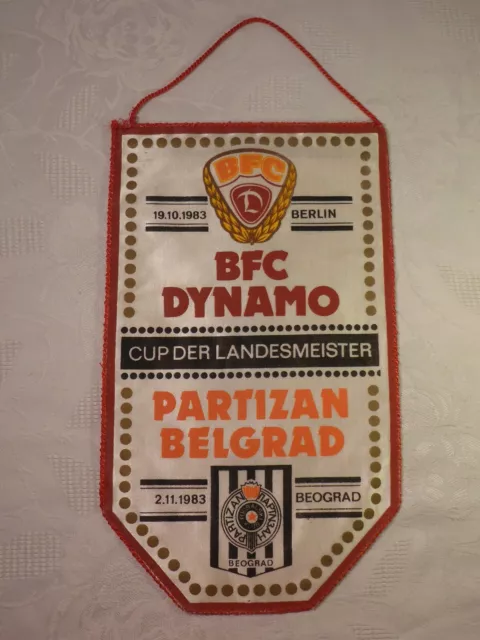 alter Wimpel DDR BFC Dynamo Berlin Partizan Belgrad 2.11.1983 Cup Landesmeister