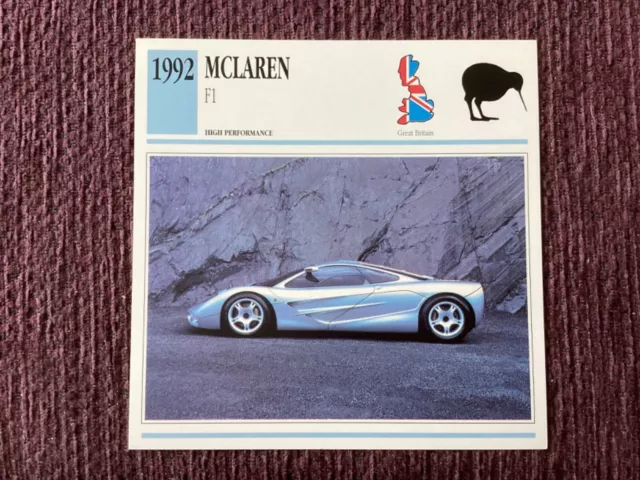 Maclaren, F1,  1992,  High Performance Class Car, G.B.,Collectors Card