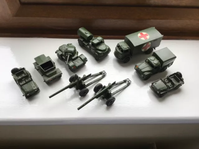 DINKY TOYS ARMY MILITARY AMBULANCE CHAMP GUN CARGO ANTIQUE VINTAGE JOB LOT  1p