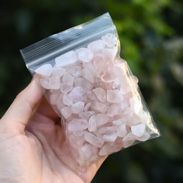 Rose Quartz Crystal Chips Small Pink Gemstone Polished Stones - 100g Bulk Lot