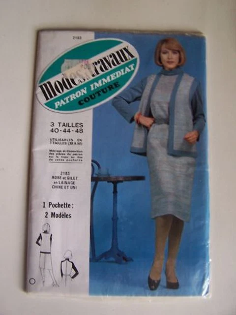 Patron De Couture Vintage Modes Et Travaux Robe Femme Grande Taille, Neuf