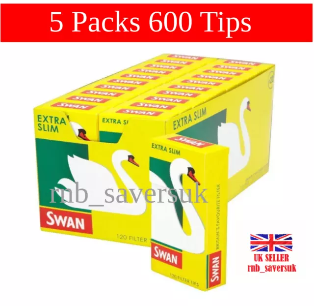 5x Swan Extra Slim Filter Pre Cut Tips 600 tips CIGARETTE FILTER