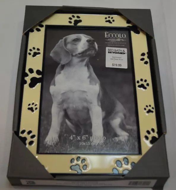 Ecolo World Traveler 4 X 6 Picture Frame with Dog Paw Prints Border Metal Enamel