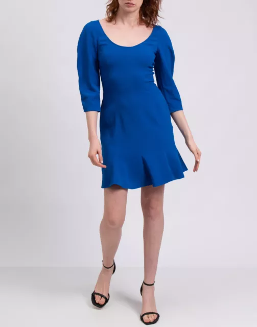 RRP €950 STELLA McCARTNEY Crepe Short Dress IT40 US4-6 UK8 S Blue 3/4 Sleeve