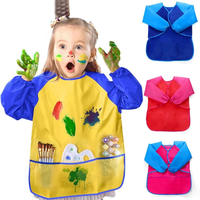 Toddler Kids Childs Waterproof Long Sleeve Painting Cooking Apron School Smock