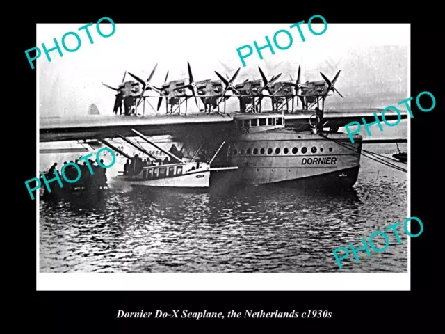 OLD LARGE HISTORIC AVIATION PHOTO OF DORNIER SEAPLANE Do-X THE NETHERLANDS 1930