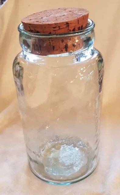 Grand bocal ancien verre moulé bulles 26cm bouchon liège cornichons spaghetti 3