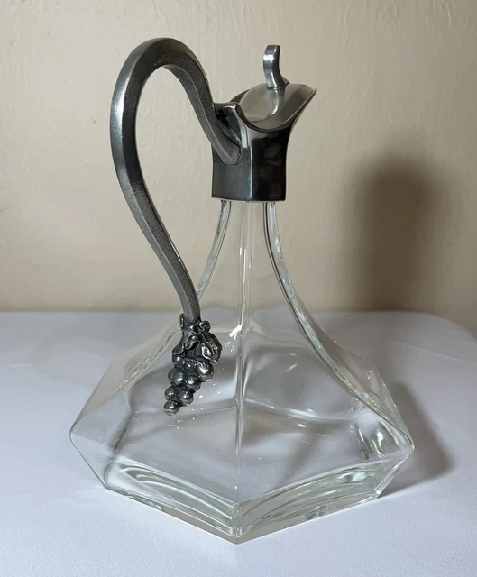 Vintage 60’s Jean Goardere French Pewter & Crystal Wine Decanter Claret Jug