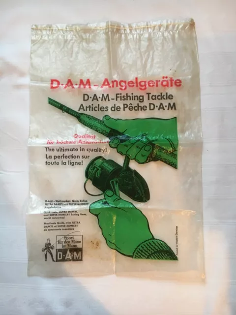 Alte Antike Plastiktüte Plastikbeutel Angelmanufaktur DAM 1970er Jahre