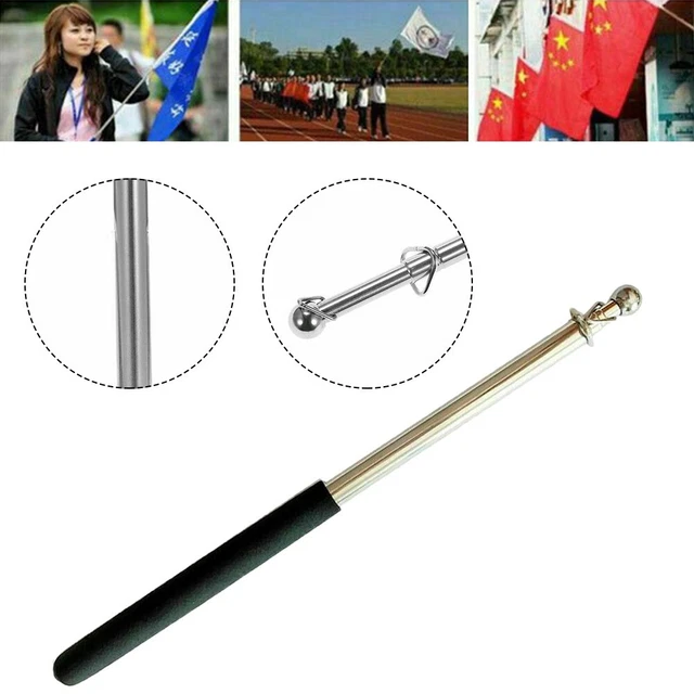 1x Noir 1.6M Télescopique Drapeau Pôle Extensible Portable Manche à Air Pointer
