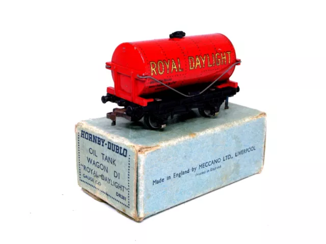 Rare Hornby Dublo 1949 3 Rail D1 Royal Daylight Tank Wagon Vgc+ Pale Blue Boxed