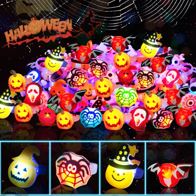 Halloween LED Rings, Light up Rings for Kids Party Favors Supplies
