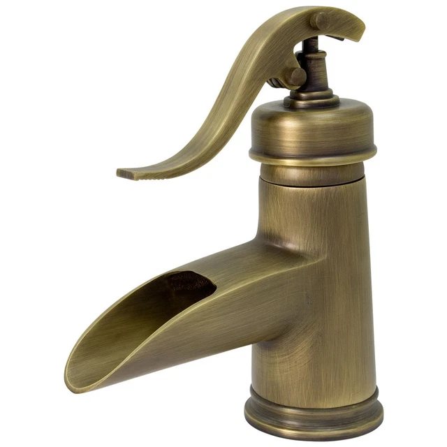 Robinet De Lavabo/vasque En Cuivre Brossé Style Rétro Pour Salle De Bain 1 Trou 1 Poign%c3%a9e P31779