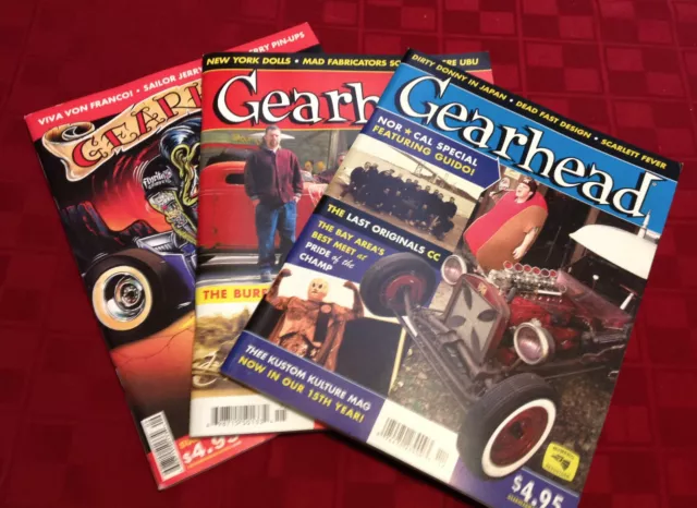 Lot of 3 Gearhead® Magazines #13, #15 & 17 Hot Rods Kustom Kulture Automotive