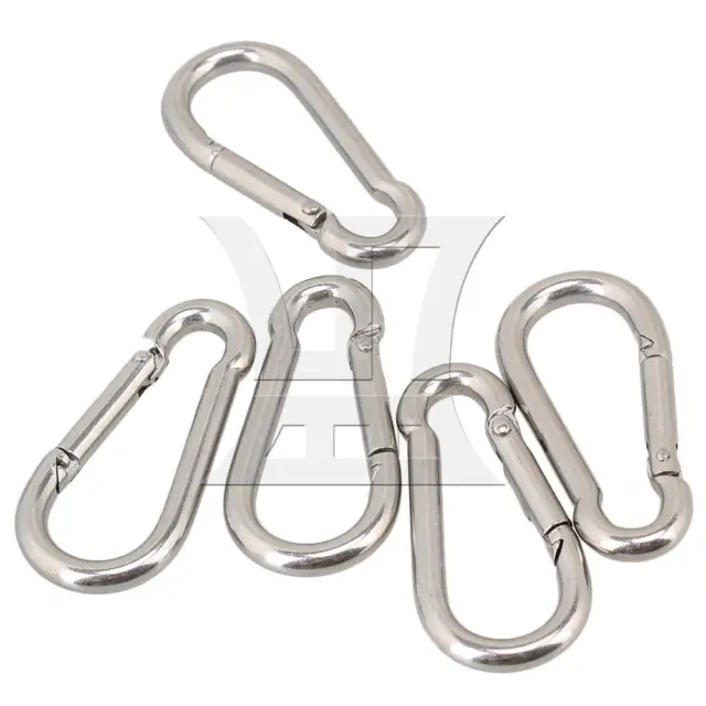 5x Stainless Steel 304 M5*50mm  Snap Spring Hook With Eyelet 25*50*7mm
