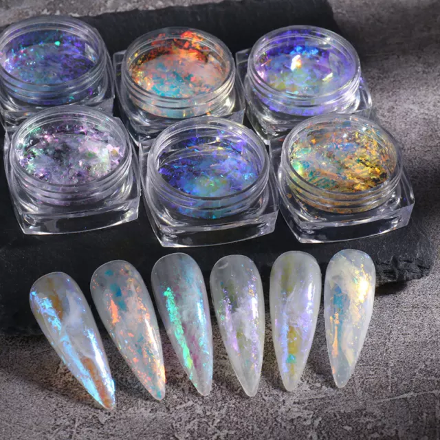 1X Nail Flakes Opal Nails Powder Holographic Glitter Iridescent Sequins R