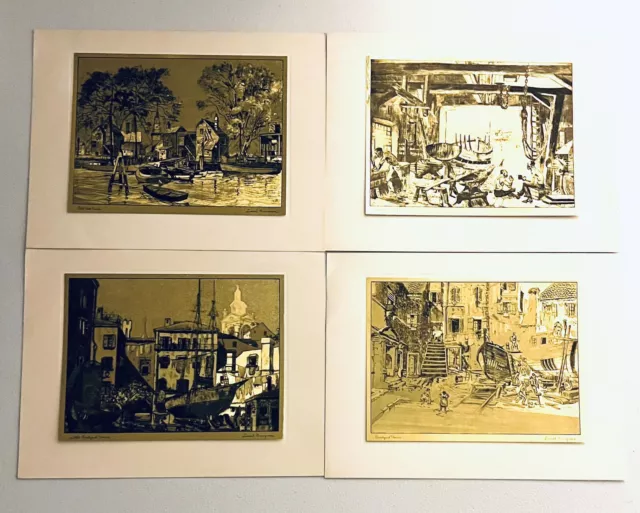 Lionel Barrymore Gold Foil Etching Art Prints: Set of Four Rare "8X"10.5 Matted