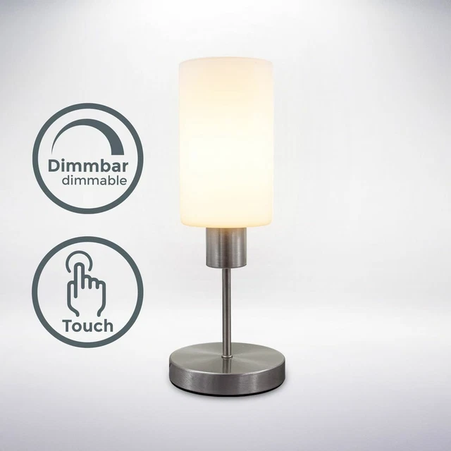 LED Tischleuchte Nachttisch Lampe Touchdimmer Schreibtischlampe Glas Wohnzimmer