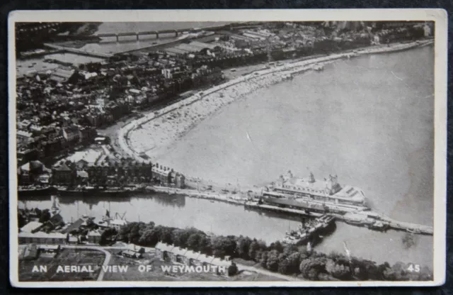 1960's Vintage Aerial View of Weymouth from the Air Printed Postcard Dorset