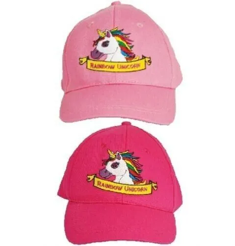 Girls Unicorn Design 100% Cotton Beanie Bush Sun Hats or Caps Bright Pink Summer