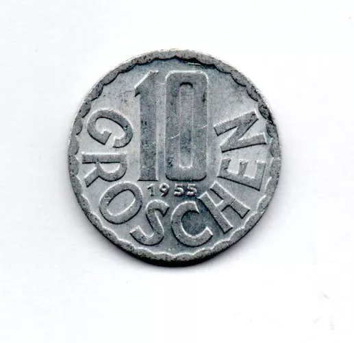 1955 Austria 10 Groschen Republik Osterreich Circulated Coin #Fc1733 Free S&H!