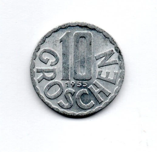 1955 Austria 10 Groschen Republik Osterreich Circulated Coin #Fc1733 Free S&H!
