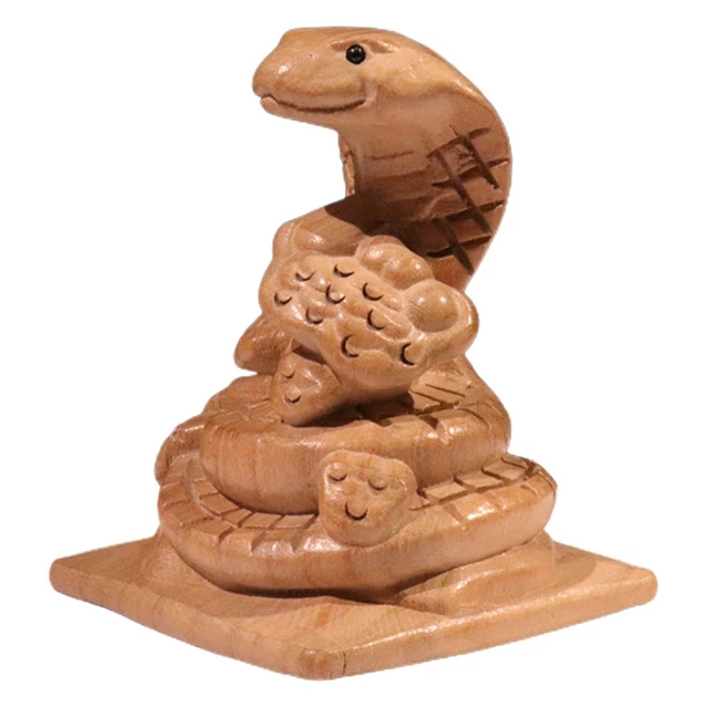 Petite figurine de serpent en bois ancien sculpté japonais / Période