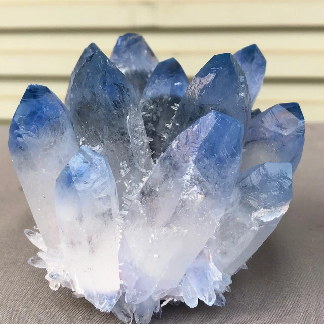 459g  New Find blue Phantom Quartz Crystal Cluster Mineral Specimen Healing 14
