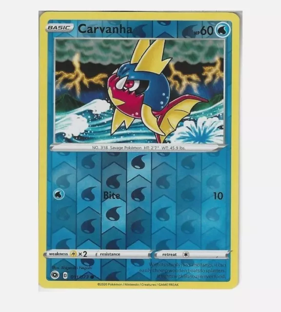 011/073 Carvanha Common Reverse Holo: Pokemon Trading Card Game Champion's Path