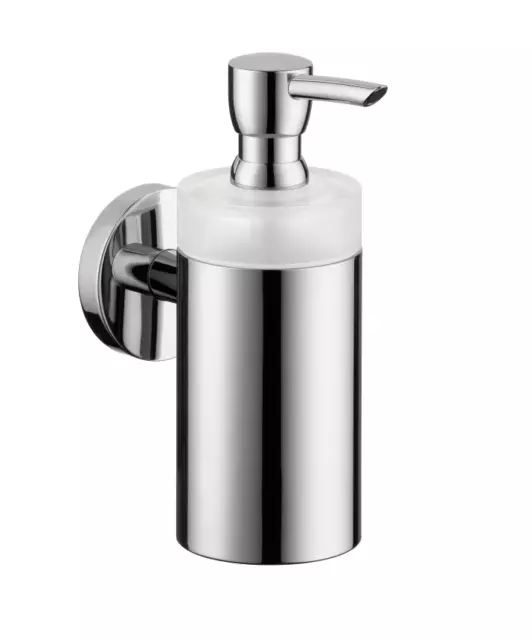 Hansgrohe Wall-Mounted Soap Dispenser with Frosted Glass Tumbler - Chrome