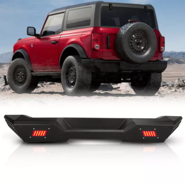 for 2021 2023 Ford Bronco Rear Bumper Steel Black Powder Coated Heavy Duty