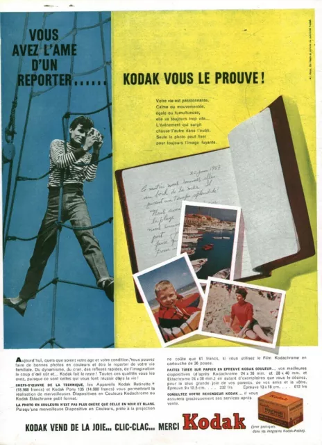 Publicité ancienne photos Kodak vend de la joie 1959  issue de magazine