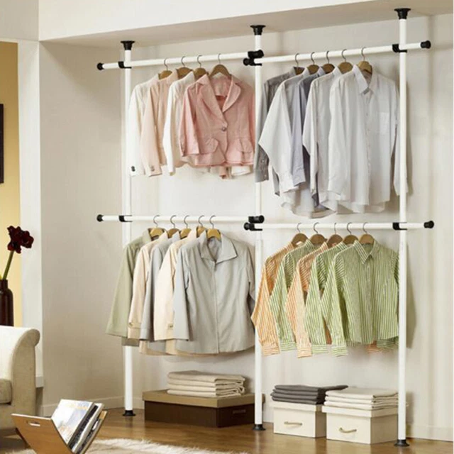 MODERN GARMENT RACK Metal Heavy Duty Organizer 2Tier Simple Clothing