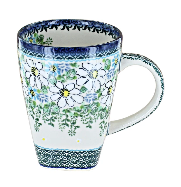 Blue Rose Polish Pottery Cherished Blooms Large Coffee Mug