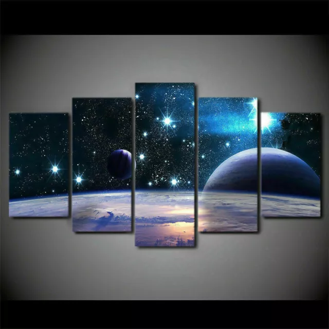 Outer Space Planets Universe Galaxy 5 Piece canvas Wall Art Print Home Decor