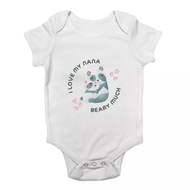 I Love My Nana Beary Much Cute Panda Baby Grow Vest Bodysuit Boys Girls