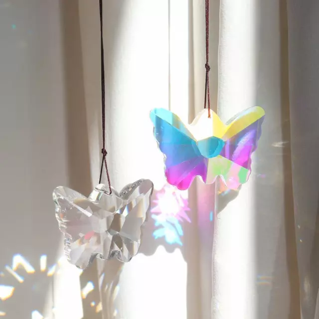 Crystal Hanging Butterfly Prism Suncatcher,Rainbow Glass Sun Catcher Home D O3A2 2