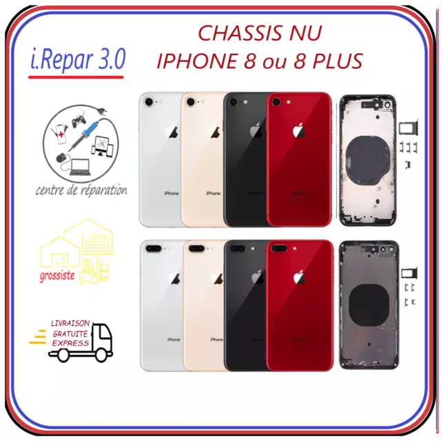 Châssis nu - Coque arrière iPhone 8 ou 8  plus Argent-Noir-rouge-Rose/or
