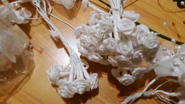 10 Blumen künstlich Kunstblumen Kommunion Hochzeit Konfirmation Taufe weiß uvm.