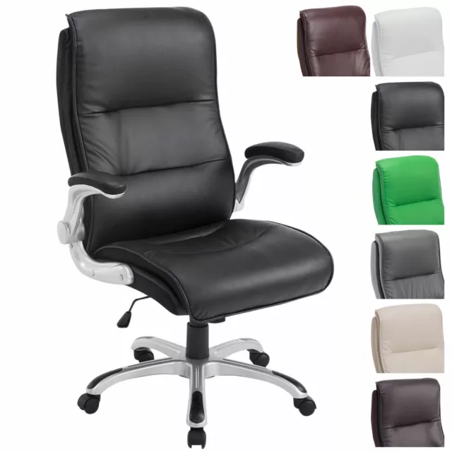 Silla de Oficina Villach Cuero PU Reposabrazos Abatibles con Ruedas Ergonómica