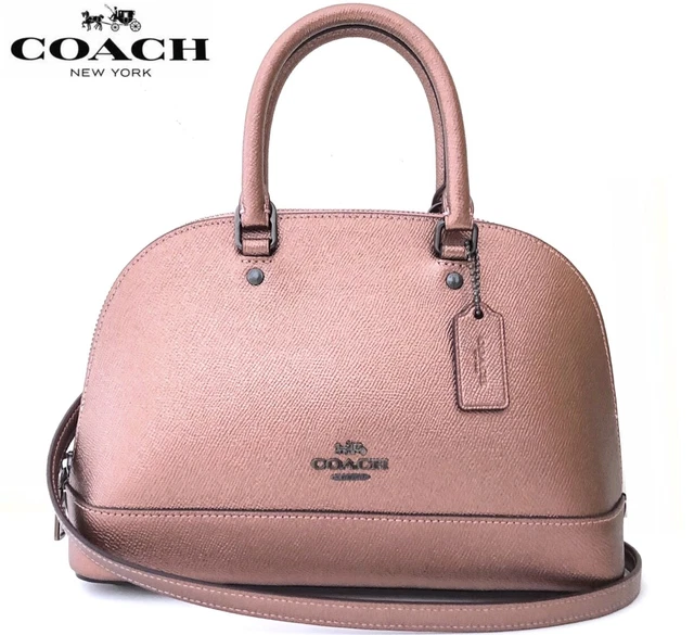 Coach F29170 Nwt Mini Sierra Satchel Metallic Leather Hand Bag Dark Blush $295