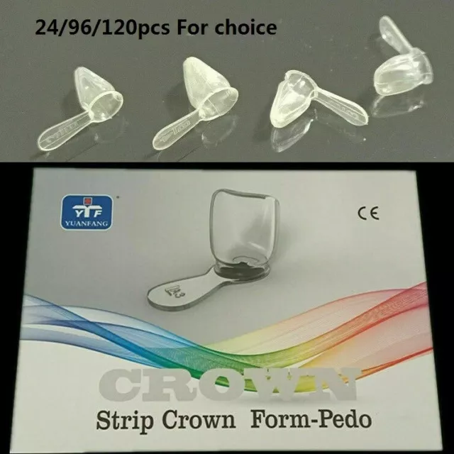 24/96/120pc Dental Kids Anterior Crowns Transparent Strip Crown Resin Form-Pedo