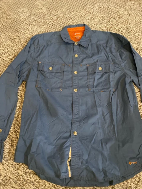 Crocs Mens Long Sleeve Button Down Collared Blue Shirt Size Large - 025