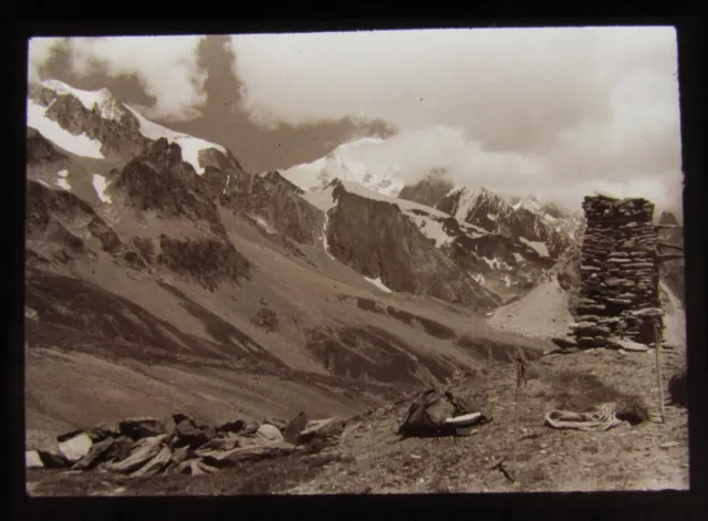 Glass Magic Lantern Slide MT BLANC FROM LE COL DE LA SEIGNE JULY 1934 FRANCE