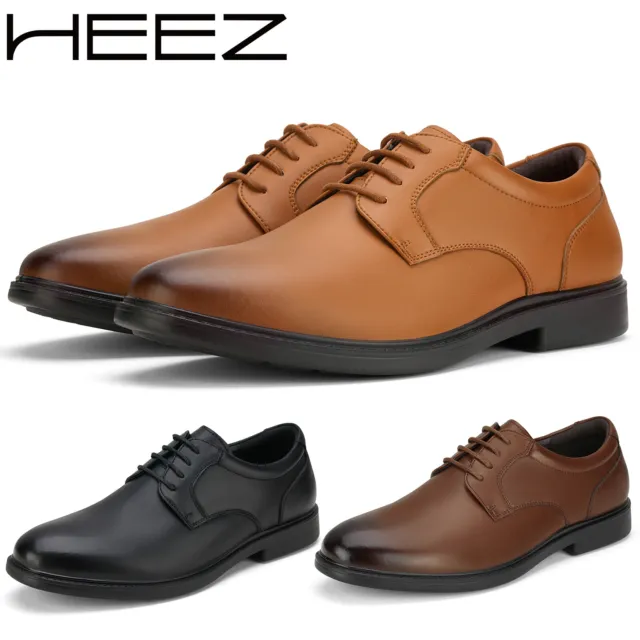 HEEZ Men's Oxford Shoes Casual Derby Shoes Lace Up Business Formal Dress Shoes