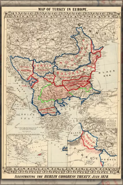 Poster, Many Sizes; Map Of Turkey C1878, Illustrating The Results Of The Treaty