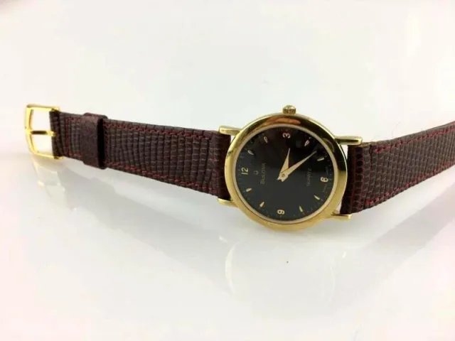 Orologio Bulova Swiss Made Donna Vintage New Old Stock 28 mm Dial Nero