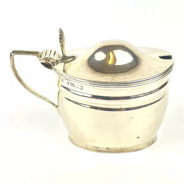 Antique Solid Silver Mustard Pot With Blue Glass Liner Henry Stafford Ltd 1909